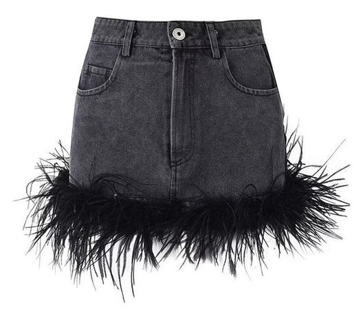 The Ostrich High-Waist Denim Mini Skirt – SA Formal