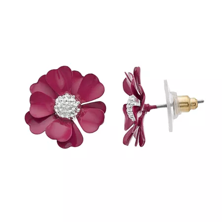 LC Lauren Conrad Silver Tone Berry Button Flower Motif Nickel Free Stud Earrings