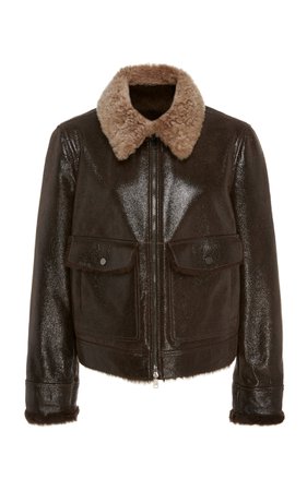 Shearling-Trimmed Leather Jacket by Brunello Cucinelli | Moda Operandi
