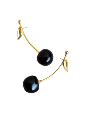 black porcelain gold cherry earrings jewelry