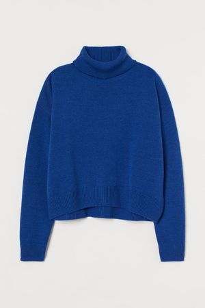 Knit Turtleneck Sweater - Cornflower blue - Ladies | H&M US