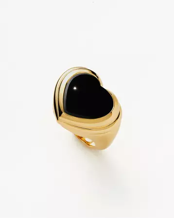 Jelly Heart Gemstone Ring | 18ct Gold Plated/Black Onyx Rings | Missoma