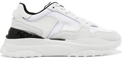 Leather, Mesh And Nubuck Sneakers - White