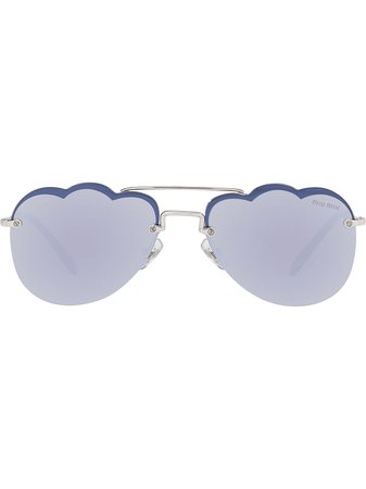 Miu Miu Eyewear Cloud Aviator Style Sunglasses MU56US1BC178 Blue | Farfetch