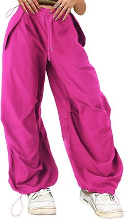 .com .com: ONIRIKE Womens Parachute Pants Drawstring Elastic  Low Waist Sweatpants Loose Baggy Y2K Cargo Pants Trousers with Pockets  Black S : Clothing, Shoes & Jewelry