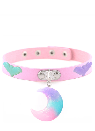 Pastel Goth Moon Pendant Choker – In Control Clothing