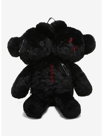 Black Double-Headed Teddy Bear Plush Backpack | Hot Topic