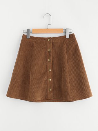 Buttoned Up Cord Skirt