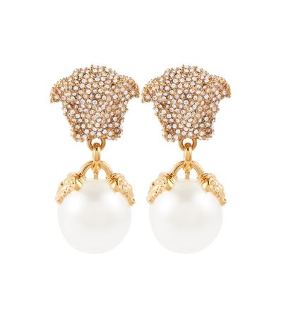 Versace - Medusa faux pearl drop earrings | Mytheresa