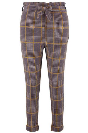 Petite Dogtooth Check Belted Trouser | Boohoo