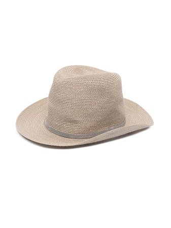 Shop Brunello Cucinelli Kids monili bead hemp-blend hat with Express Delivery - Farfetch