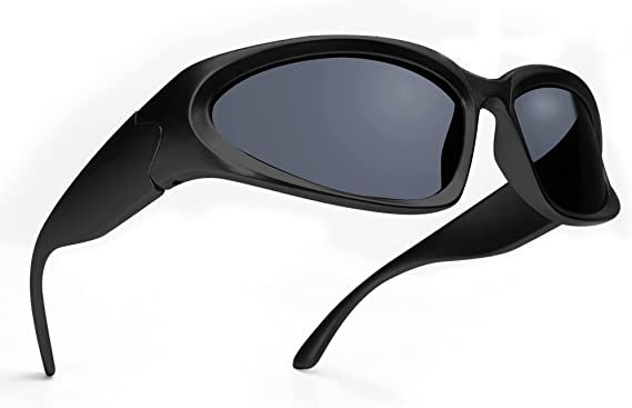 Amazon.com: GUVIVI Wrap Around Fashion Sunglasses for Men Women Trendy Swift Oval Black Dark Sunglasses Shades Glasses Eyeglasses : Clothing, Shoes & Jewelry