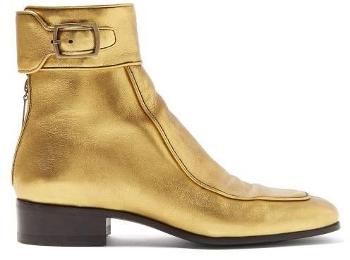 Miles Metallic Leather Ankle Boots - Womens - Gold