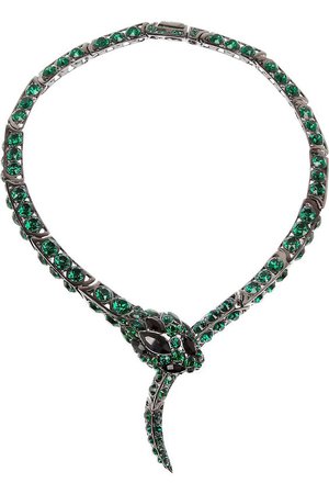 Roberto Cavalli | Blackened brass Swarovski crystal snake necklace