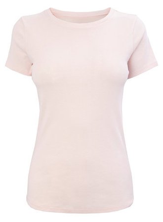 Women's Round Neck Plain T-Shirt Light Pink