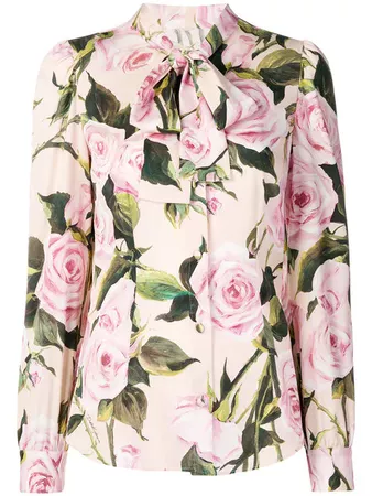 Dolce & Gabbana rose print chiffon blouse $1,291 - Shop AW18 Online - Fast Delivery, Price
