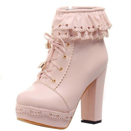 platform lolita boots pink