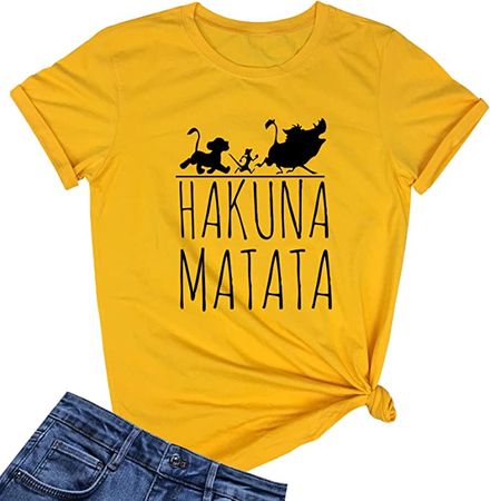 LOOKFACE Womens Hakuna Graphic Printed Tshirts Cute Funny Tees at Amazon Women’s Clothing store