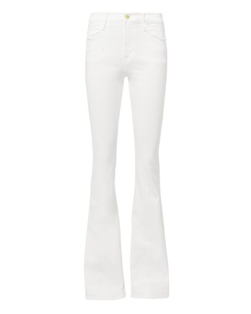 Le High Flare White Jeans