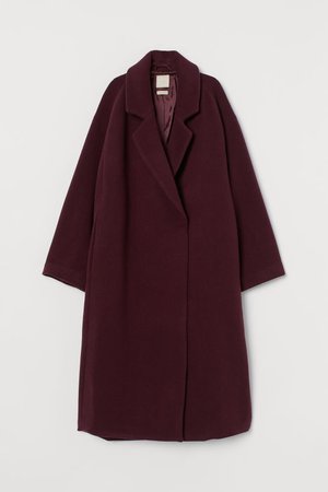 Пальто миди из смесовой шерсти - Бордовый - Женщины | H&M RU