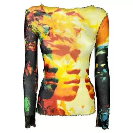 SS 2000 Jean-Paul Gaultier Psychedelic Print Mesh Top For Sale at 1stDibs | psychedelic mesh top