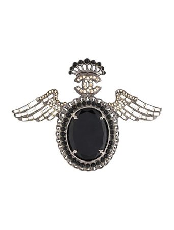 Chanel Strass & Resin CC Wings Brooch - Brooches - CHA347120 | The RealReal