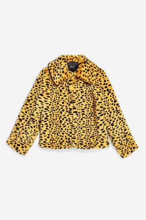 Cheetah Print Faux Fur Coat | Topshop yellow