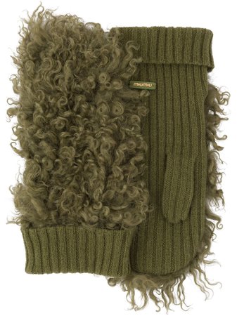 Miu Miu knitted shearling gloves - FARFETCH