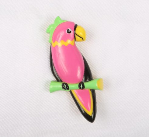 Parrot Brooch Bright Plastic Parrot Hot Pink Yellow Lime & | Etsy