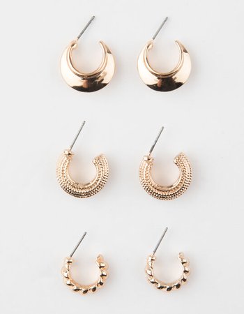 FULL TILT 3 Pack Chunk Hoop Earrings Set - GOLD - 112025TP | Tillys