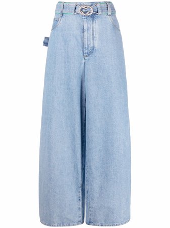 Shop Bottega Veneta belted high-waisted wide-leg jeans with Express Delivery - FARFETCH