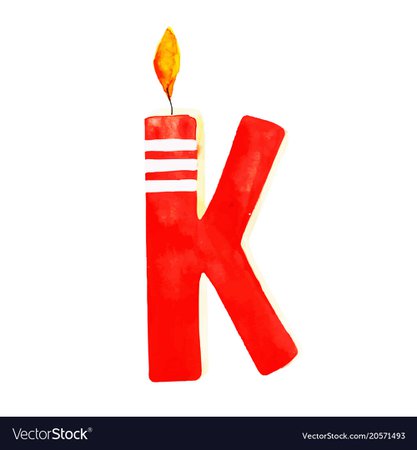 Watercolor happy birthday letter k candle Vector Image
