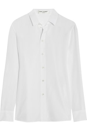 Off-white Silk crepe de chine shirt | SAINT LAURENT | NET-A-PORTER