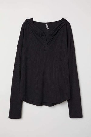 Top with Large Hood - Black
