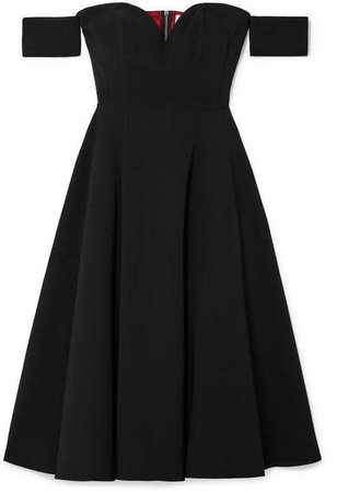 Off-the-shoulder Cady Midi Dress - Black