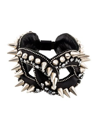 Barbara Bui Crystal & Spike Leather Wrap Bracelet - Bracelets - BAB26822 | The RealReal