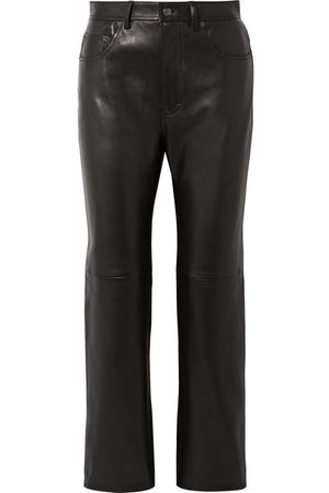 Acne Studios | Lacy cropped leather straight-leg pants | NET-A-PORTER.COM
