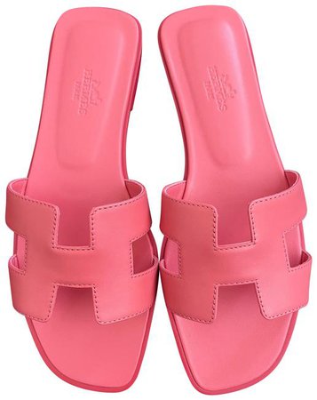 pink hermes slipper