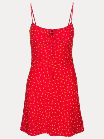 The Inez Rossa | Mini Dress Red & Yellow Polka Dot | Réalisation Par