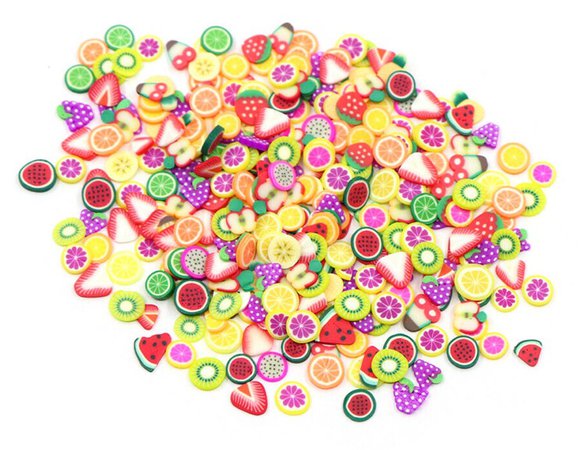 colorful fimo fruit pieces