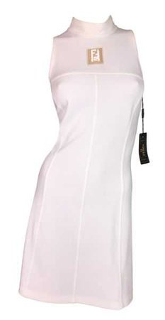 NWT 1990's Fendi White Barbarella Futuristic 60's Zucca Dress | My Haute Wardrobe