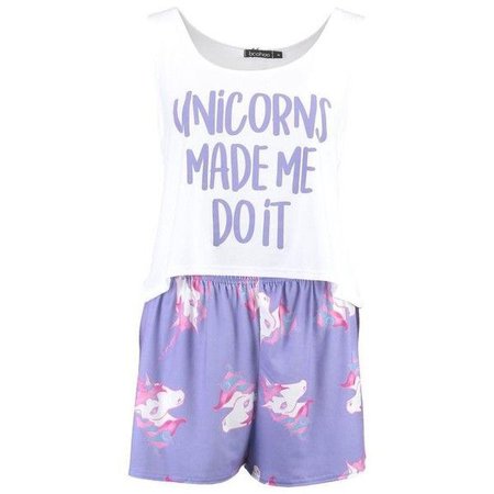 Boohoo Zoe Unicorns Made Me Do It Short + Vest ($28)