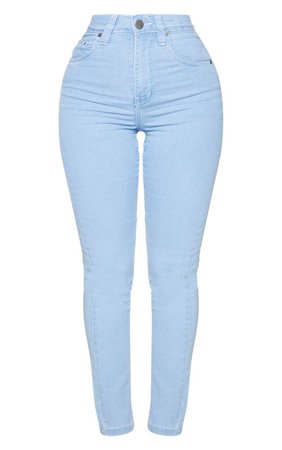 Shape Light Blue High Waist Straight Leg Jeans | PrettyLittleThing