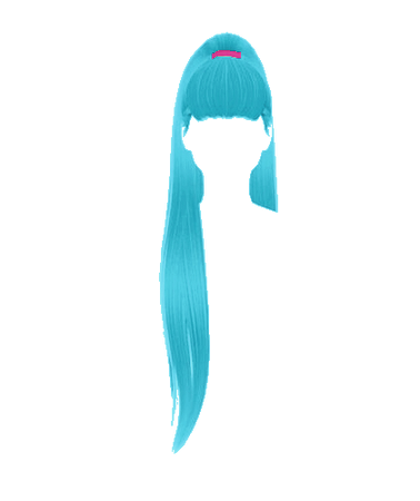 Cyan Neon Blue Hair Ponytail with pink band (Dei5 edit)