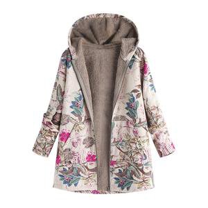 (1) 5XL Coat Winter Warm Fur Hooded Floral Print Jacket Women Vintage Long – Shirts&Stuff614