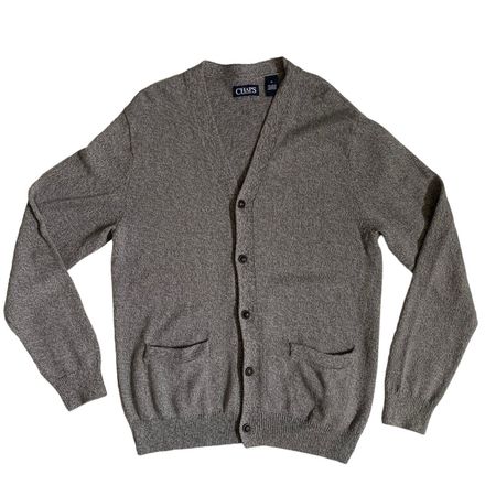 Chaps V-Neck Cardigan Long Sleeve Gray Sweater Adult Men's Size M 100% Cotton | eBay
