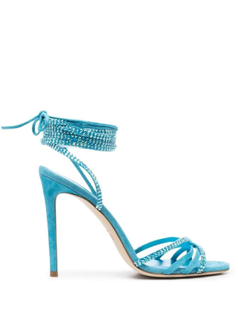 Aquamarine blue rhinestone heel