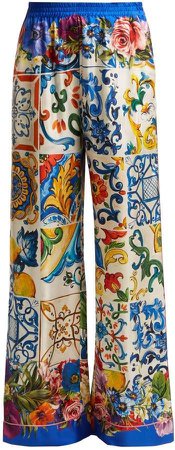 Majolica and floral-print silk-twill trousers | Dolce & Gabbana |