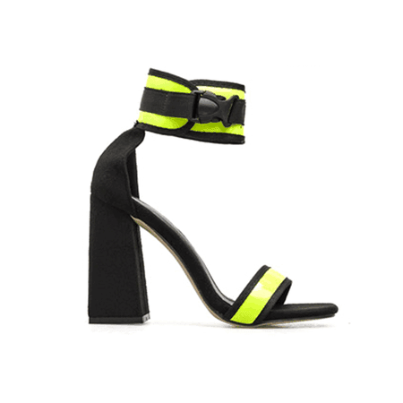 JESSICABUURMAN - FARYA Bi-Color Ankle Strap Block Heel Sandals