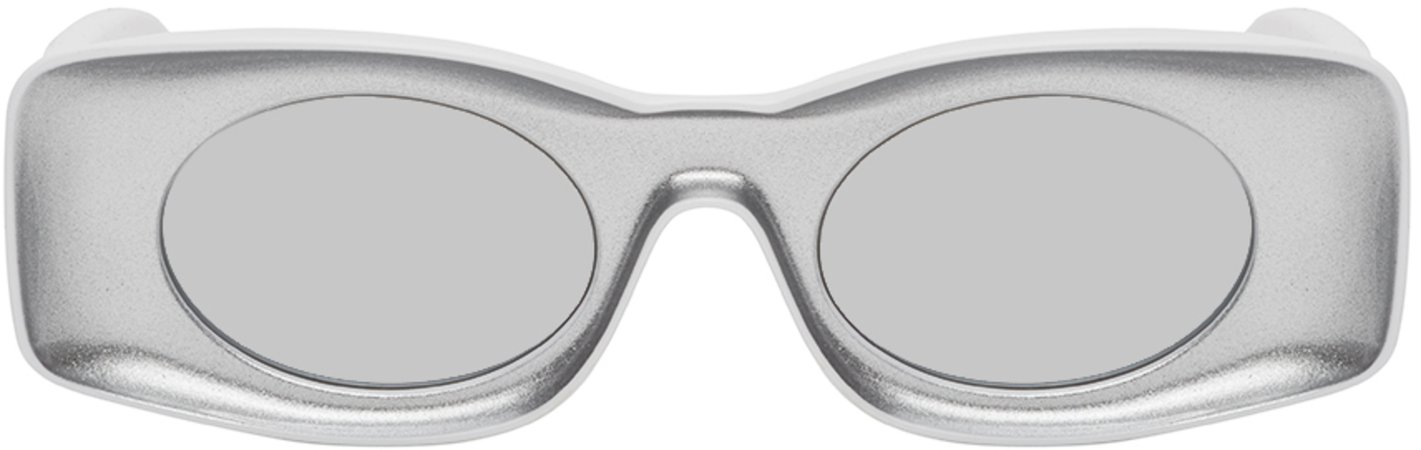 Loewe: Grey & White Paula's Ibiza Square Sunglasses | SSENSE